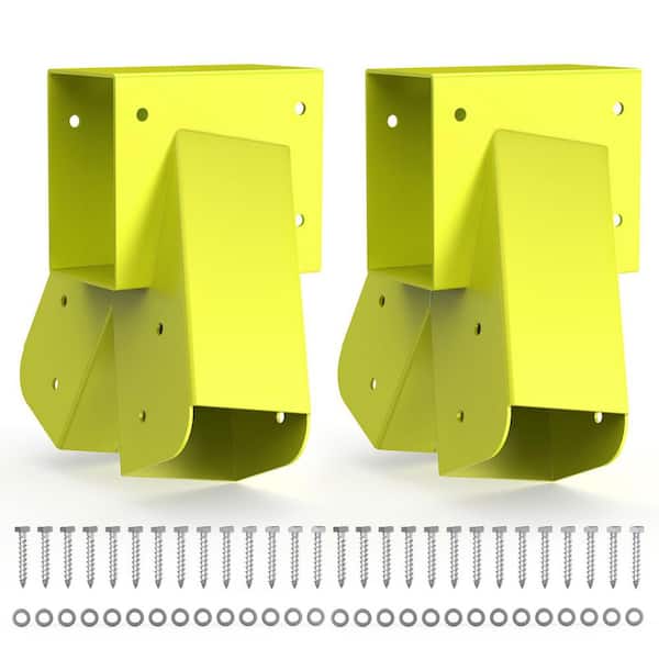 NVNOO 4 in. x 4 in. Heavy Duty Metal Swing Set Brackets with Mounting Accessories DIY for Playground Outdoor, Yellow (2-Pack)