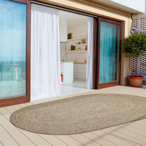 Braided Canvas-White 4 ft. x 6 ft. Reversible Transitional Polypropylene Indoor/Outdoor Area Rug