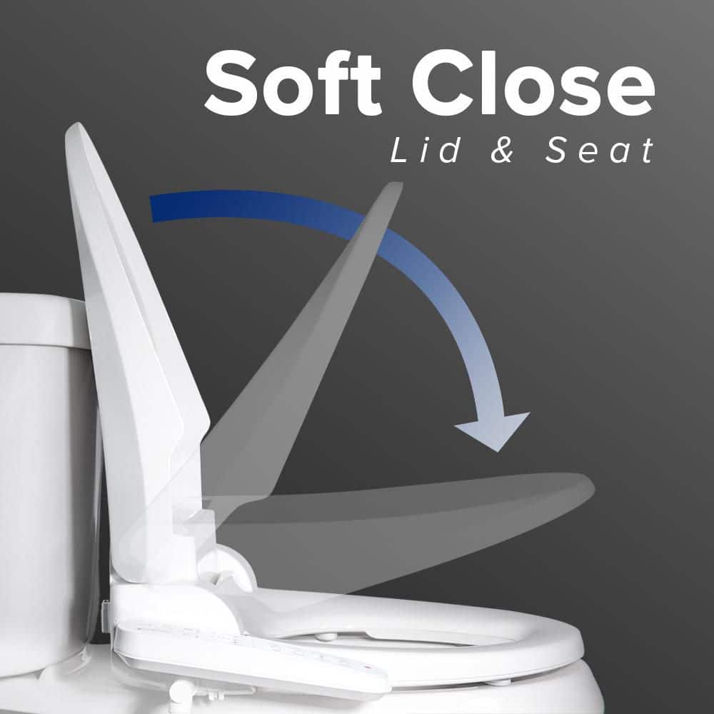 White Electric Bidet Toilet Seat with Heated Seating and Control Panel