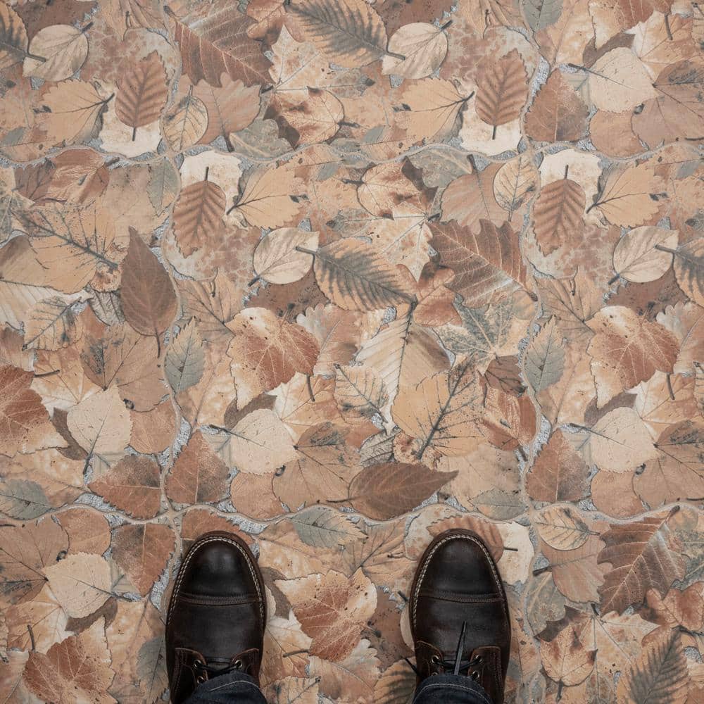 Autumn Leaf Patterned 18x18 Matte Porcelain Tile