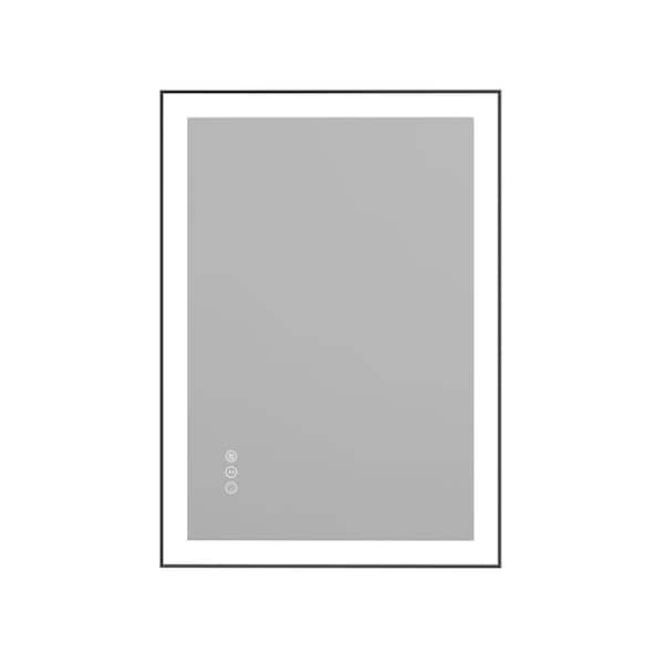 20 in. W x 28 in. H Rectangular Framed Anti-Fog Wall-Mounted LED Bathroom Vanity Mirror in Tempered Glass