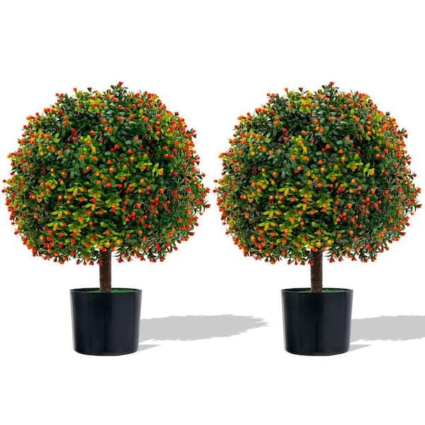 1.8 ft. Artificial Boxwood Topiary Ball Tree 2 Pack