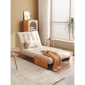 38.8 in. Beige Folding Linen Sofa Bed