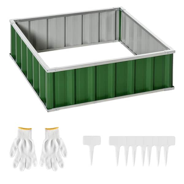 Outsunny Green Metal Raised Garden Bed, Steel Planter Box