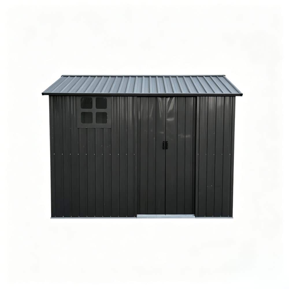 8x6 FT Galvanized Steel Storage Shed Sliding Door Heavy Duty with Window and Vents Weatherproof Tool Shed Black price history on PriceWatchPro
