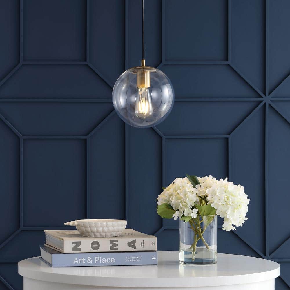 Clear Glass and Brass Globe LED Pendant Light