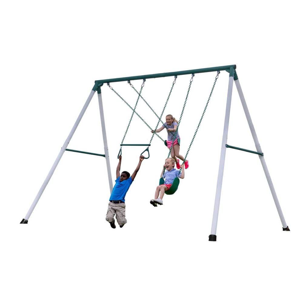 Big Brutus Heavy-Duty Metal A-Frame Swing Set with Trapeze Bar