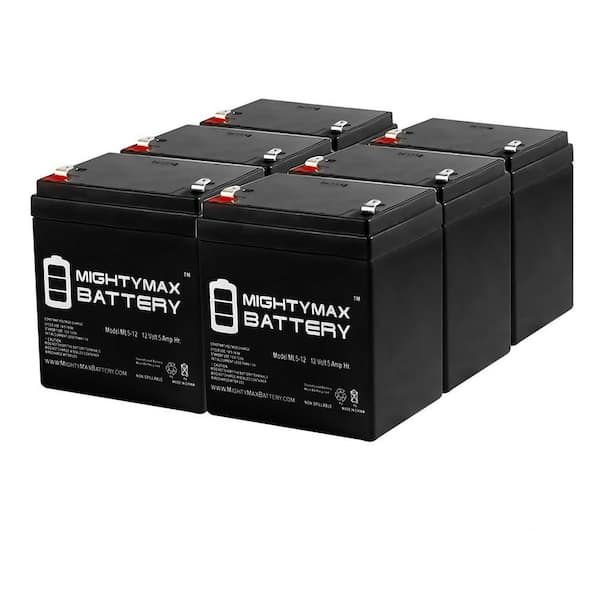 MIGHTY MAX BATTERY 12v 5000 mAh UPS Replacement Battery Compatible with Power Patrol SLA1055 [Electronics] - 6 Pack