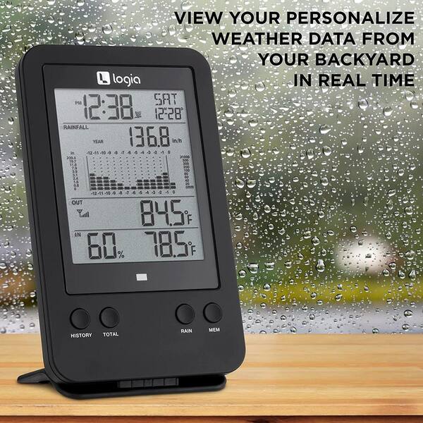 Logia 3-in-1 Rain Gauge Weather Station with Temperature & Humidity  LOWSB315B - The Home Depot