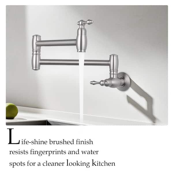 Commercial Restaurant Wall Mount Pot Filler in Brushed Nickel