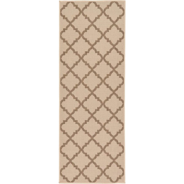 Unique Loom Outdoor Trellis Beige 2' 2 x 6' 0 Runner Rug