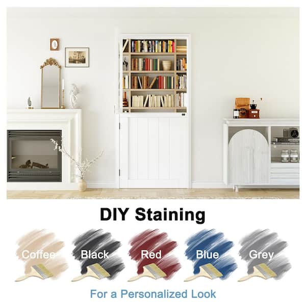 32 in. x 80 in. Primed White Finish Solid Pine Wood Universal 1-Lite Clear Glass Dutch Door Interior Door Split Door