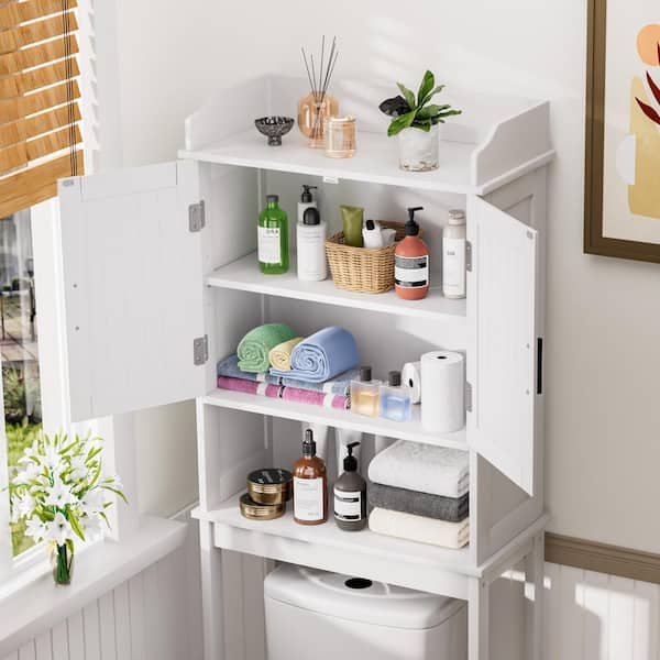 Over toilet cabinet with adjustable shelf white discount