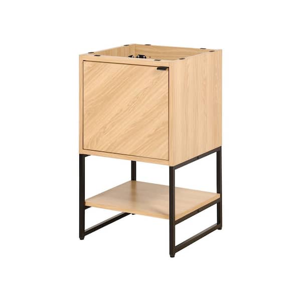 Juhl 20 in. W x 18 in. D x 33 in. H Chevron-Front Modern Minimalist 2-Shelf Bath Vanity Cabinet without Top in Oak