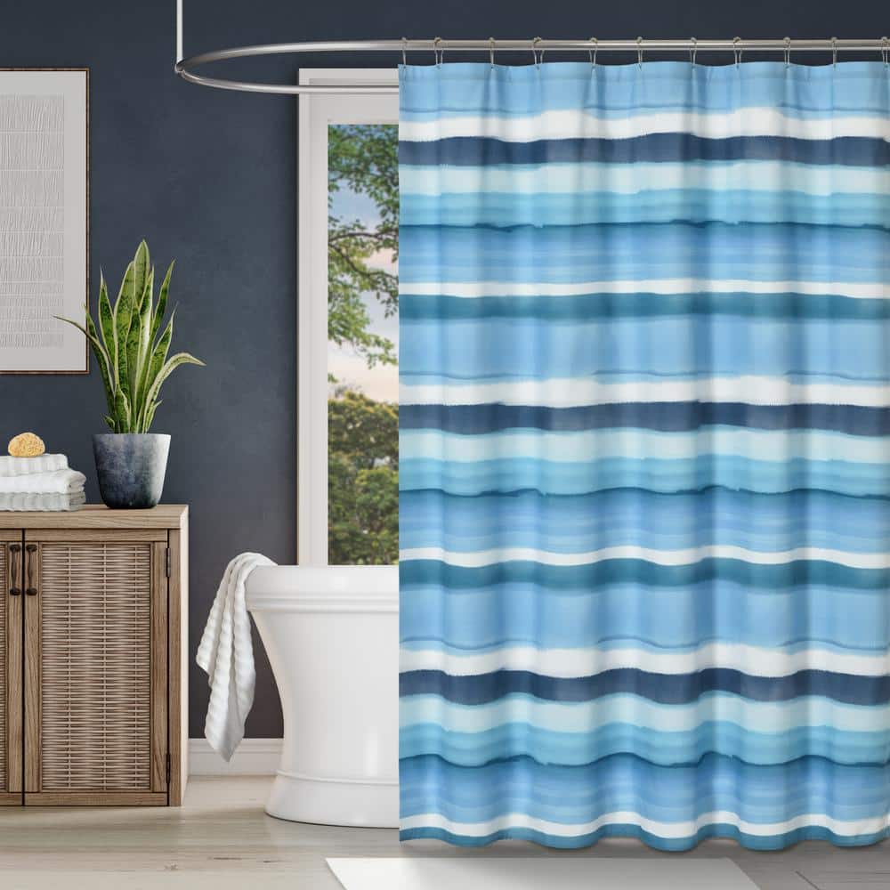 Balboa Blue Polyester Shower Curtain