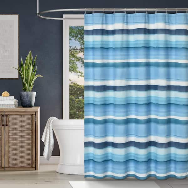 Unbranded Balboa Blue Polyester Shower Curtain