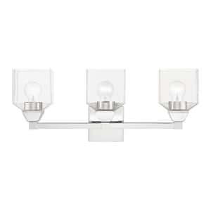 Lansford 23 in. 3-Light Polished Chrome Vanity Light with Clear Glass