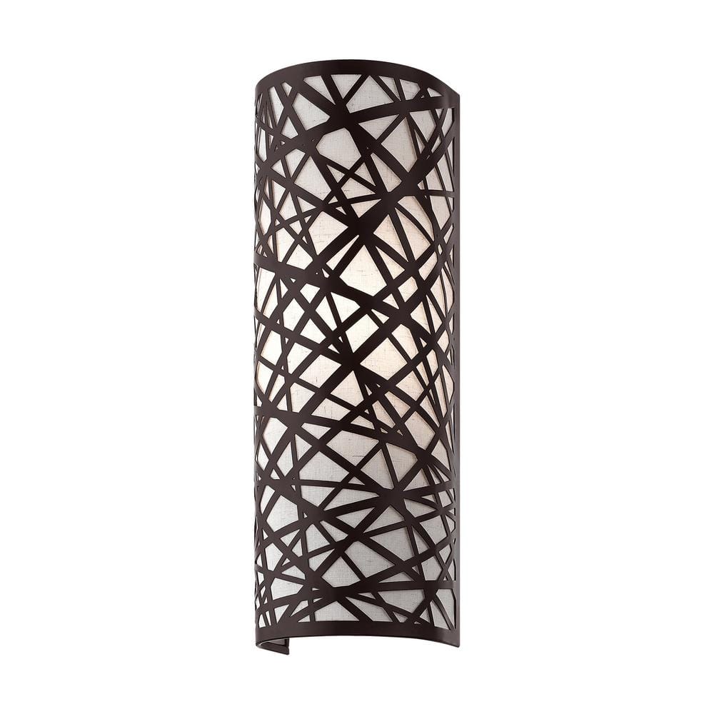 Allendale Bronze Bird Nest Design ADA Wall Sconce with Oatmeal Shade