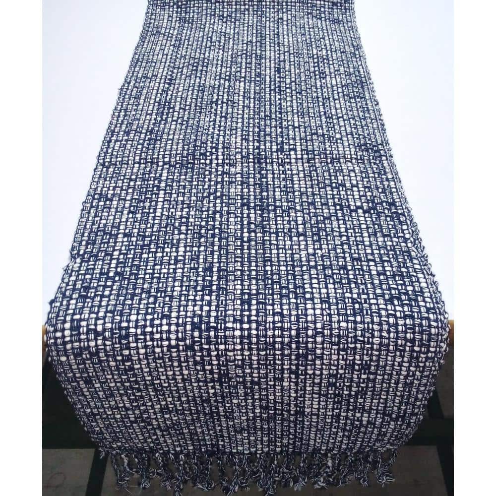 Tone on Tone 100% Cotton Runner 13 in. x 72 in. in Navy Blue