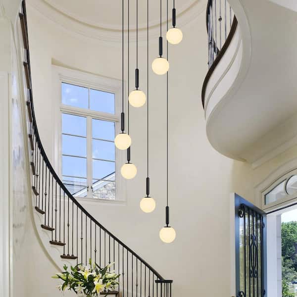 ZHLWIN Home Lighting 40W 7-Light Mid Century Black Retro Round