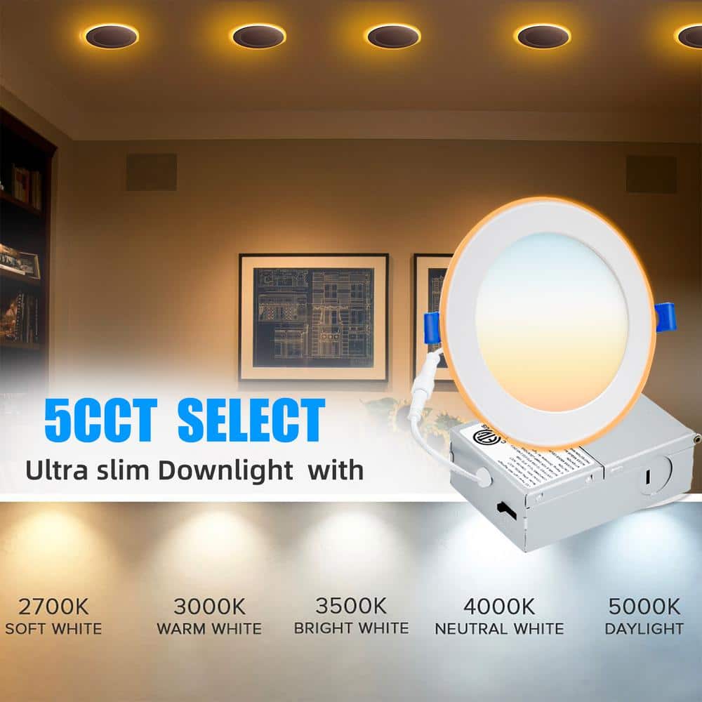 4-Inch White Aluminum Ultra Thin LED Recessed Downlight, 12 Pack