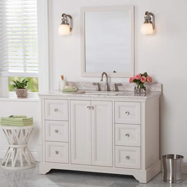 Home Decorators Collection Stratfield 49 in. Single Sink Cream Bath Vanity with Winter Mist Cultured Marble Top (Assembled)