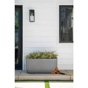 Demi 30 in. Rectangular Gray Plastic Long Planter (2-Pack)