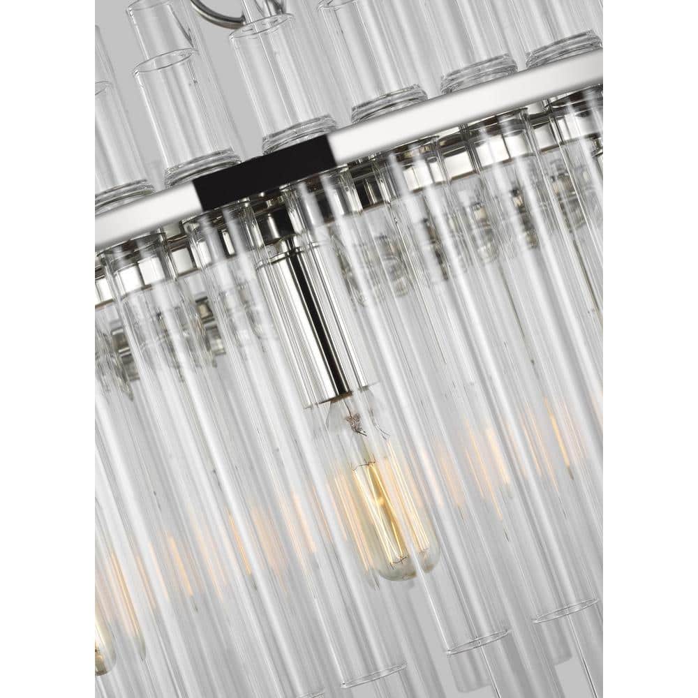 Beckett 12-Light Polished Nickel Drum Chandelier with Clear Glass