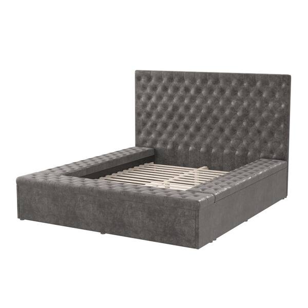 Furniture of America Lillis Gray Wood Frame King Platform Bed with