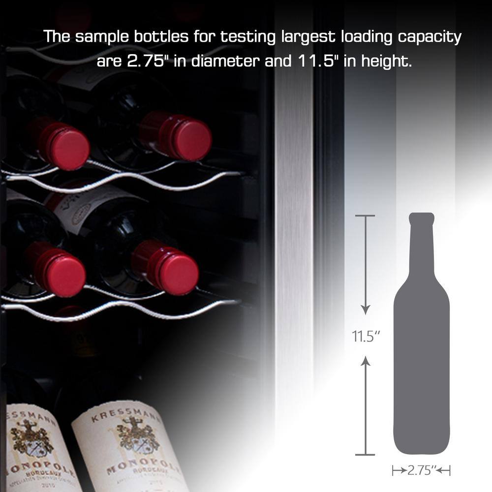 Kalamera 12-Bottle Black Stainless Steel Freestanding Wine Cooler