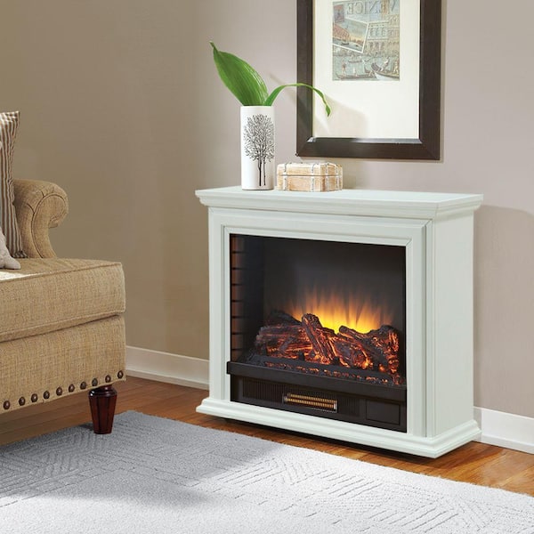 Hampton Bay Derry 32 in. Compact Infrared Electric Fireplace in White
