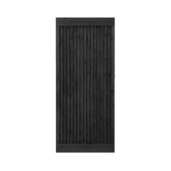 CALHOME 38 in. x 84 in. Japanese Series Pre-Assemble Black Stained Wood Interior Sliding Barn Door Slab