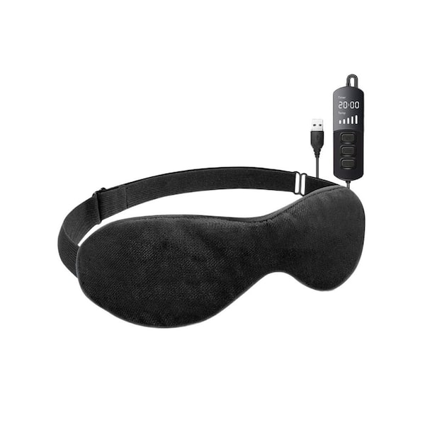 Black Graphene Heated Eye Mask for Dry Eye Relief, Flaxseed Warm Compress with Adjustable Temperature and Timer