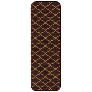 Trellis Brown 26 in. x 8.5 in. Non-Slip Rubber Back Stair Tread Cover (Set of 15)