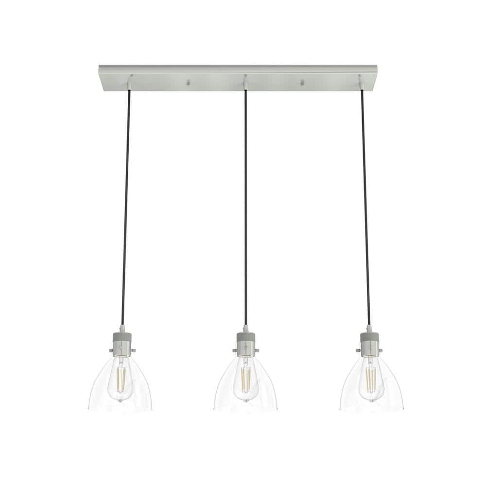 Van Nuys Brushed Nickel 3-Light Linear Cluster Pendant