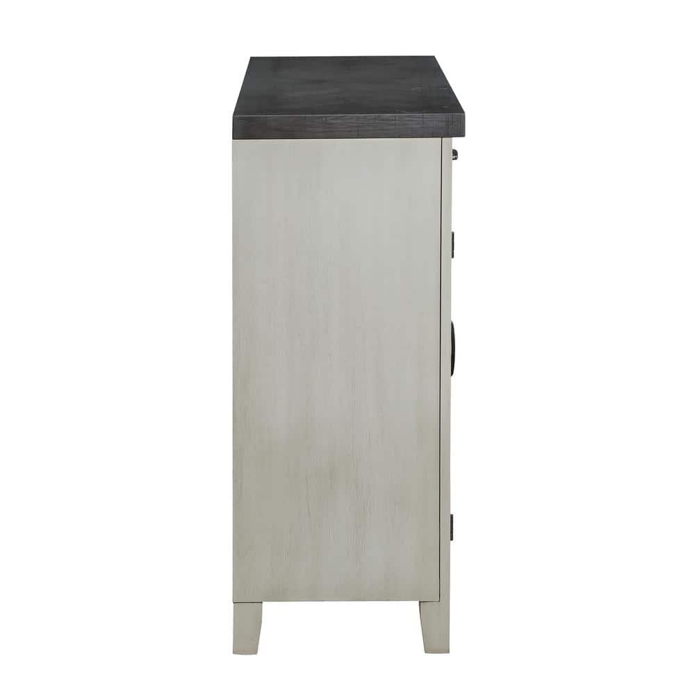 Hyland Stone Gray and Charcoal Wood Server with Glass Doors