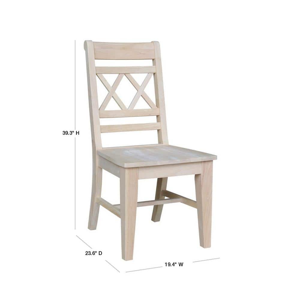 Unfinished Rubberwood High Cross Back Side Chair Set