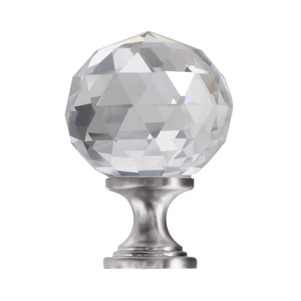 Chloe 1-1/8" Round Satin Nickel and Glass Cabinet Knob