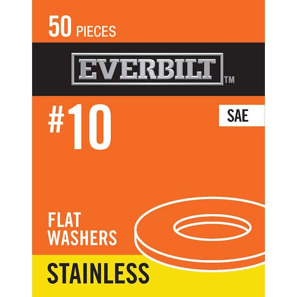 Everbilt #10 Stainless Steel Flat Washer (50-Pack)