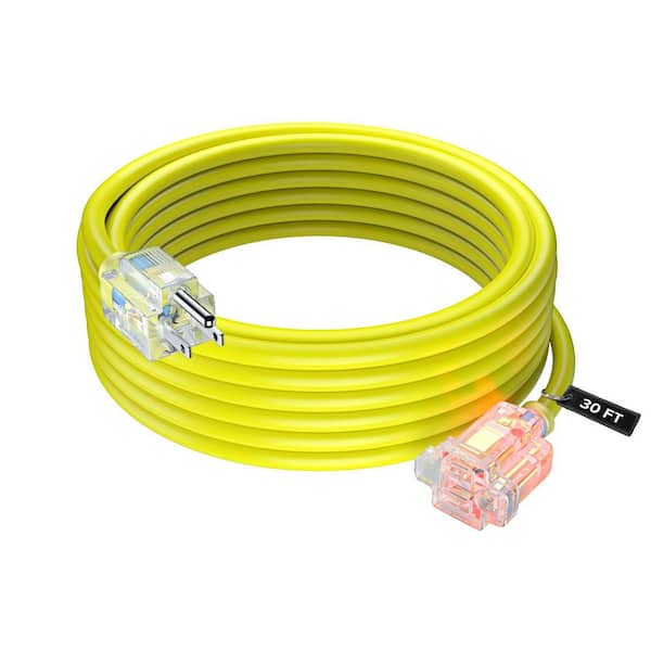 30 ft. 16 / 3 Light Duty Indoor Extension Cord with Receptacle Light 13 Amps Yellow