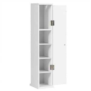 6.5 in. W Bathroom Storage Floor Linen Cabinet with 4-Shelves in White