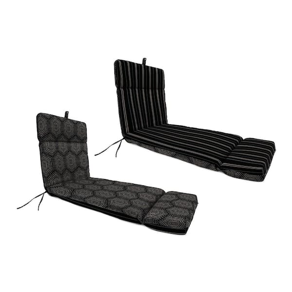 Jordan Manufacturing 72 in. L x 22 in. W x 3.5 in. T Rectangular Reversible Outdoor Chaise Lounge Cushion in Chet Coal and Gallan Coal
