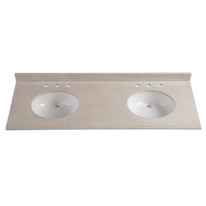 61 in. W x 22 in. D Colorpoint Double Vanity Top in Maui with White Sinks
