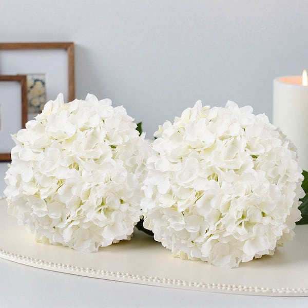 Tahanbath 14.18 in 305-Pieces White Silk Artificial Hydrangeas