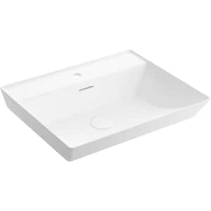 Brazn Vitreous China Rectangular Vessel Sink in White