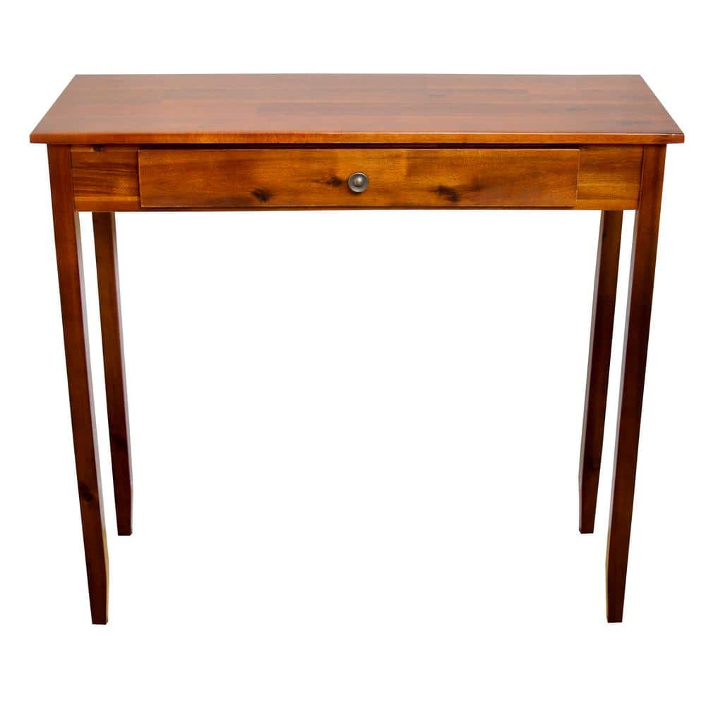 Mahogany Rectangular Side Table with Drawer and Metal Accents