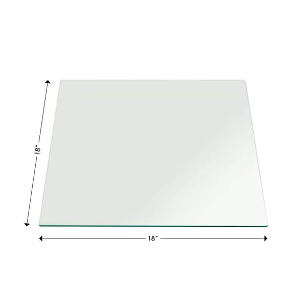 18 in. Clear Square Glass Table Top 1/4 in. Thick Flat Polished Tempered Eased Corners