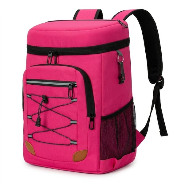 Portable Insulated Cooler Picnic Backpack Rose Pink, 36 Cans Leak Proof Waterproof Cooler Bag Camping Hiking Picnic