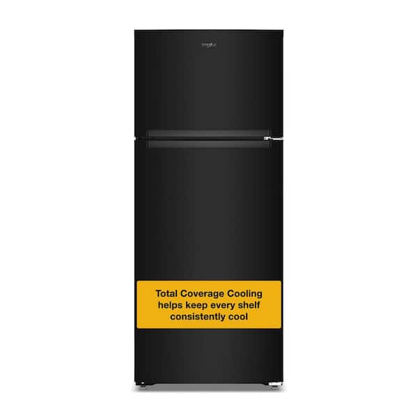 28 in. 18 cu. ft. Freestanding Top Freezer Refrigerator in Black with Total Coverage Cooling