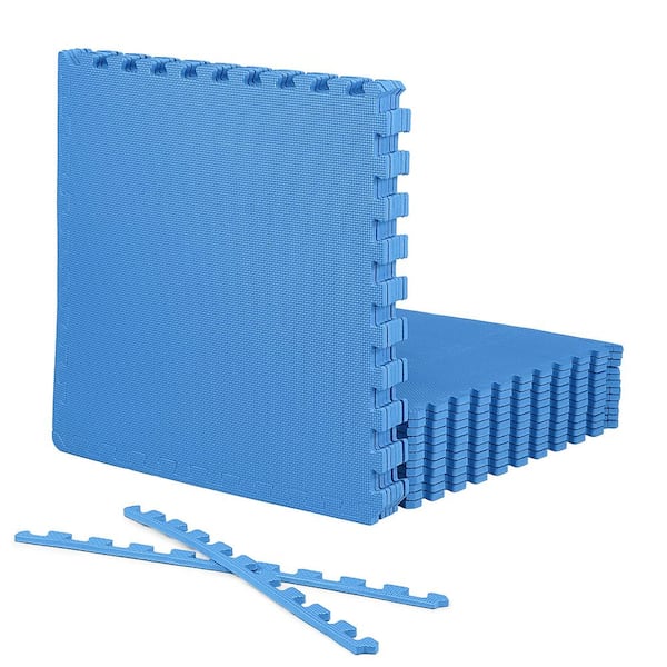 CAP Blue 24 in. W x 24 in. L x 0.5 in. Thick EVA Foam T-Pattern Gym Flooring Tiles (18 Tiles/Pack) (72 sq. ft.)